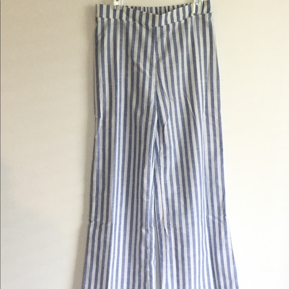 SHEIN Strapless  Blue White Striped  Top Pants Set - Picture 6 of 8